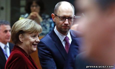 Angela Merkel and Ukraine prime minister Arseniy Yatsenyuk